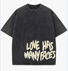 เสื้อยืดคอตตอนย้อมสีแบบแอซิดวอช 230 กรัม ทรงหลวมสไตล์วินเทจ เสื้อผ้าสตรีทแวร์ ยูนิเซ็กซ์ ผ้าคอตตอนแท้ - Product Image 1