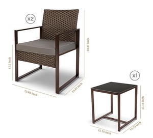 Contemporary Rattan Outdoor <b>Garden</b> <b>Set</b> with Coffee Table 2 Seater Weather Resistant Metal Frame Patio Furniture - Product Image 6