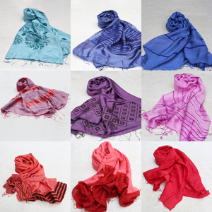 Luxueux imprimé à la main Designer Blossom foulard en soie sergé de coton plusieurs couleurs d'été H180xW80 Dimensions superbe Logo de mode - Product Image 3