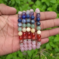 Bracelet en perles de quartz clair à sept chakras, bijoux en cristal énergétique coloré pour le yoga, la méditation, le reiki, cadeau en gros