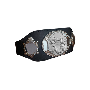 Cinturón de Campeonato de Boxeo Plateado con Diseño de Luchador y Detalles de Laurel, Cinturón de Título Personalizable, Edición Premium de Colección - Product Image 1