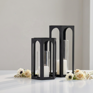 Latest <b>Black</b> <b>Metal</b> Hexagon Shape Hurricane <b>Candle</b> <b>Holders</b> for Home & Weddings Decoration - Product Image 1