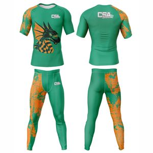 Ensemble de rashguard MMA à manches longues en tissu respirant de qualité exceptionnelle, design élégant, impression par sublimation, combinaison de compression pour homme - Product Image 1