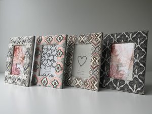 Handcrafted photo <b>frame</b> – bead <b>embroidery</b>, 4x6 inch, boho chic, ethnic style, unique decor, handmade gift, home accent - Product Image 1