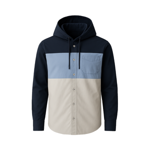 เสื้อมีฮู้ดผู้ชายผ้าฝ้าย100% สีทึบมีกระดุมแบบเย็บปิดรอยยับสำหรับฤดูหนาว - Product Image 1