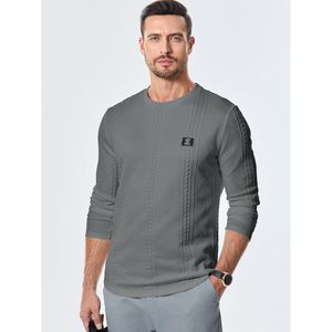 Camisetas de Punto Personalizadas para Hombre, Manga Larga, Cuello Redondo, Estilo Casual, Antiarrugas, Antiencogimiento, con Decoración de Patrones - Product Image 1