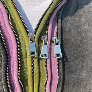 Vente en gros Streetwear Sweat à capuche zippé tricoté, coupe oversize, triple épaisseur, anti-plis, sans cordon, effet délavé soleil et délavé à l'acide vintage - Product Image 5