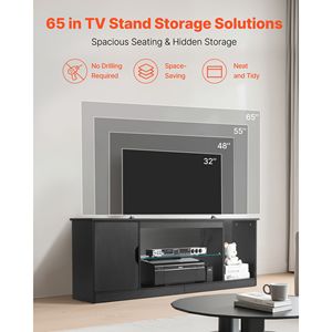 Mobile TV Moderno per TV fino a 65 Pollici, Mobile TV in Legno con Striscia LED e Ripiano in Vetro, Tavolo Porta TV - Product Image 5