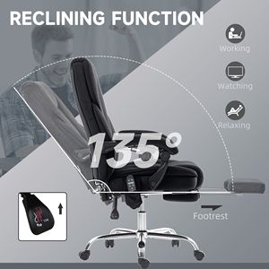 Sedia da Ufficio Reclinabile Nera con Funzione Riscaldante, Altezza Regolabile e Poggiapiedi, Sedia da Computer Massaggiante - Product Image 6