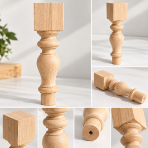 Patas de Muebles de Madera Torneada sin Acabado Personalizadas, Patas de Madera Maciza para Sofá, Sillón, Silla, Suministro de Fábrica OEM ODM - Product Image 3
