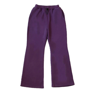 Pantalon de survêtement épais en coton avec logo brodé pour homme, style vintage délavé, orné de strass, coupe évasée, service OEM - Product Image 1