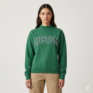 Sweat-shirt molletonné épais personnalisé pour femme, col montant, broderie frontale, motif uni délavé – Style streetwear personnalisé - Product Image 6