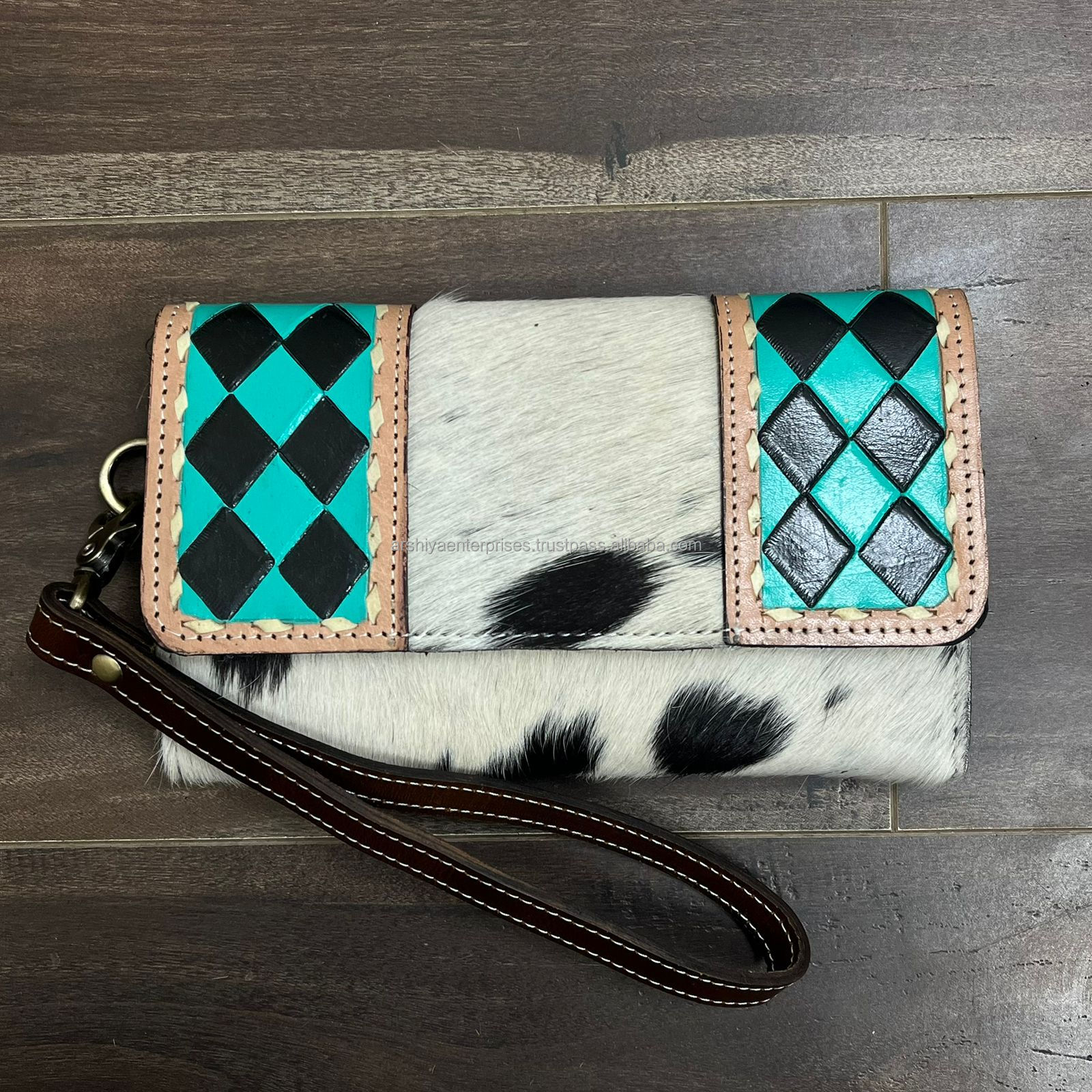 Turquoise & Black Checkered