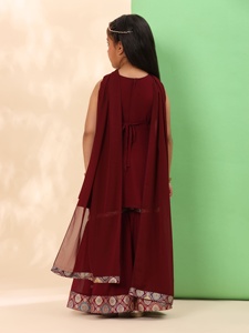 Girls Embellished Halter Neck Ready to Wear <b>Lehenga</b> Choli with Dupatta Set, Multi Color <b>Kids</b> Ethnic Festive Wear - Product Image 3
