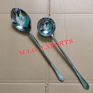 Cuillères à soupe les plus vendues, en acier inoxydable, manche long, style luxueux, en vente chez M.I.G. Entreprise indienne d'exportation. - Product Image 5