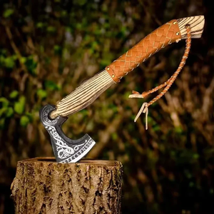 Hache de camping artisanale haut de gamme en acier au carbone avec manche en bois de frêne, outil de coupe de bois pour l'extérieur, vente en gros - Product Image 3