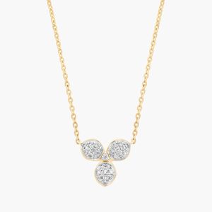 จี้เพชรเพาะเลี้ยงทรงสามกลีบประดับเพชรแบบพาเว่ ทองคำขาว 14K - Product Image 1