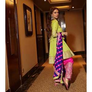 Ensemble haut-bas et dupatta en mousseline de soie pour soirée, manches trois-quarts - Product Image 6