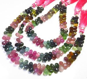 Nuevas Cuentas de Turmalina Natural Multicolor de Alta Calidad de 6-8 mm, Hilo de 8 Pulgadas, Forma de Lágrima, Microfacetadas, Piedras Preciosas Sueltas para Joyería - Product Image 2