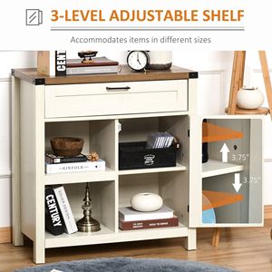 "Modern Oak Oak Distressed <b>Sideboard</b> Buffet <b>Cabinet</b> with Adjustable Shelves for <b>Kitchen</b> or Dining Room" - Product Image 5