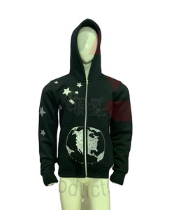 Sudadera con capucha de lana pesada de algodón 100% para hombre, ropa de calle de alta calidad, jersey con estampado único, bordado 3D personalizable XS - Product Image 1