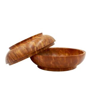 Handmade <b>Wooden</b> <b>Round</b> Bowl with Lid Polished Acacia Wood Tableware for Home Decoration - Product Image 1