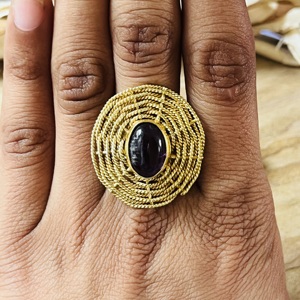 Latest Design Boho Amethyst Statement <b>Rings</b> Brass <b>Rings</b> For Women 18k <b>Gold</b> Plated Tribal Swirl <b>Cocktail</b> Jewelry Wholesale/OEM - Product Image 5