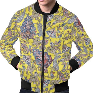 แจ็คเก็ตบอมเบอร์ยีนส์วินเทจทรงโอเวอร์ไซส์สำหรับผู้ชาย ดีไซน์ทันสมัย สวมใส่สบาย ระบายอากาศได้ดี กันน้ำ ลายพิมพ์ซับลิเมชั่น ทรงสแตนด์วอช - Product Image 6