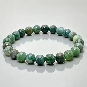 Natural Moss Agate 8mm Smooth Round AA Grade Gemstone Beads <b>Stretch</b> <b>Bracelet</b> Healing Jewelry Wholesale - Product Image 3