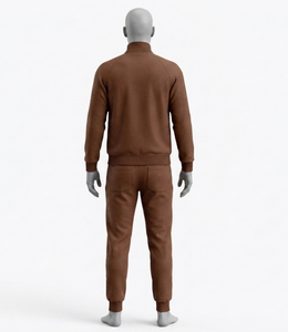 Chaqueta Deportiva Casual de Punto para Hombre, Color Marrón, con Cierre, Cuello Alto, Corte Regular, para Otoño - Product Image 3
