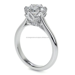 Anillo de bodas de plata 925 Starling de 6 puntas personalizado para mujer con diamantes cultivados en laboratorio de 2ct chapado en oro para regalo de compromiso - Product Image 3