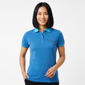 เสื้อโปโลผู้ชายสีน้ำเงิน ผ้าฝ้าย แขนสั้น ปักโลโก้ สวมใส่สบายๆ - Product Image 6