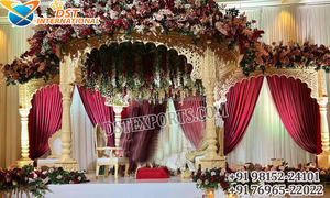 Hermosa boda Mandap boda seis pilares fibra Mandap conjunto indio boda Mandaps fabricante lujo tallado boda decoración EE. UU. - Product Image 5
