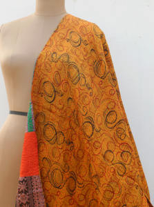 Écharpe Kantha réversible, châle vintage brodé, dupatta pour femmes, coton multi-usage, été - Product Image 6