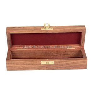 กล่องใส่เครื่องประดับไม้ MDF แบบยั่งยืน กล่องเก็บของตกแต่งทำมือสไตล์อินเดีย พร้อมกำมะหยี่สีแดง สำหรับของชำร่วยงานแต่งงาน - Product Image 1