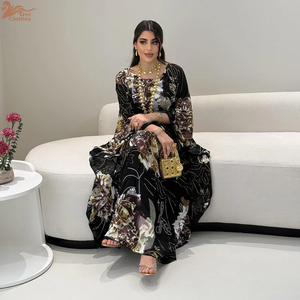 Muslim Abaya Women Muslim <b>Dress</b> Elegant Floral Printed Rhinestone Abayas Batwing Sleeves Ethnic Muslim <b>Kaftan</b> Abaya Maxi <b>Dress</b> - Product Image 2
