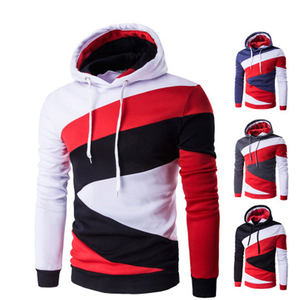 Sweat-shirt à capuche pour homme, color-block, manches longues, mode automne, design rouge, blanc, noir, bleu - Product Image 4