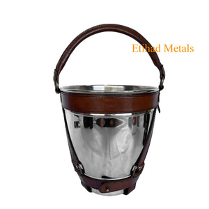 ที่แช่ไวน์หนังและโลหะ Tainor, ที่แช่ไวน์หนังสีโครเมียมแทน - Product Image 2