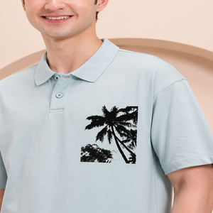 Blue Black Men's for T-<b>Shirt</b> ODM Woven 100% Cotton Fabric for Collar Drop Shoulder <b>Half</b> Sleeves <b>Button</b> Closure - Product Image 3