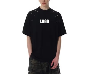 Camisetas Personalizadas con Logotipo Metálico, Diseño de Moda, 100% Algodón, Talla Grande, Camisetas Holgadas para Hombre, Camisetas Lisas para Imprimir - Product Image 1