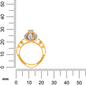 Anillo Solitario Adorable Bloom, Anillo de Diamantes de Lujo Personalizado en Oro Amarillo con Flor y Racimo de Diamantes en Forma de Pera - Product Image 5