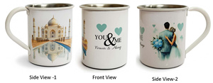 Taza con Estampado del Taj Mahal, Hecha a Mano por KSN, Vaso de Acero Inoxidable Apto para Alimentos, Aislamiento Térmico, Antiderrames, Libre de BPA, Ecológico - Product Image 1