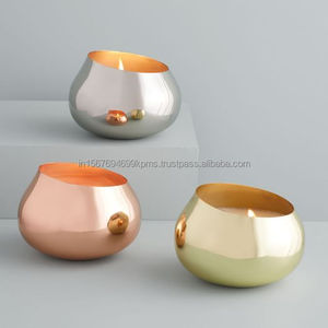 Pots de bougies en métal fini multicolore en tailles personnalisées Bougeoirs décoratifs et contenants de cire Pots avec logo - Product Image 2