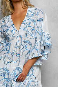 Vestido Mini POL Sweet Ecológico 100% Algodón con Volantes en Capas y Estampado, Manga 3/4 - Product Image 2