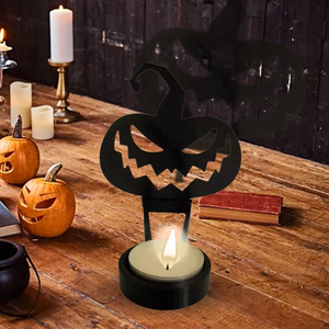 Portavelas de metal negro para Halloween, con silueta de murciélago y casa embrujada, para decoración del hogar en Halloween. - Product Image 6