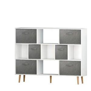 Libreria Moderna Industriale Bianca Solida, Arredamento Minimalista per Soggiorno o Ufficio, Disponibile in Vari Stili di Pannelli in Legno Massello - Product Image 6