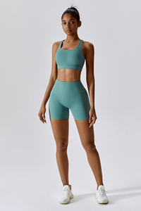 Sujetador deportivo Teal Flex de diseño único con espalda cruzada, transpirable, elástico, nuevo y de alto impacto para mujer, para gimnasio y fitness. - Product Image 6