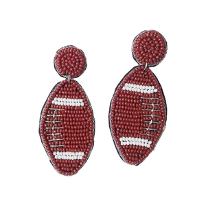 Pendientes de Fútbol con Cuentas para Amantes del Deporte, Pendientes Colgantes con Bordado de Cuentas para Fanáticos de la Moda - Product Image 2