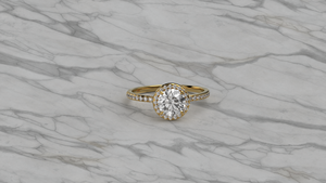 Bague de fiançailles de luxe plaquée or 18K 14K avec diamant de laboratoire taille brillant rond, et alliance de mariage pour femme avec tige en diamant rond - Product Image 5