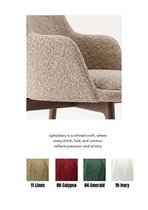 VIAMOS Wood Quiet Dining Table Set 12 Seater Luxury Wooden Dining Furniture Fabric Alaska-11 - Linen <b>Upholstery</b> Chair - Product Image 4
